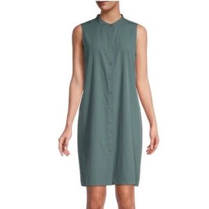 Eileen Fisher Button Down Sleeveless Dress in Sea Green Size Medium